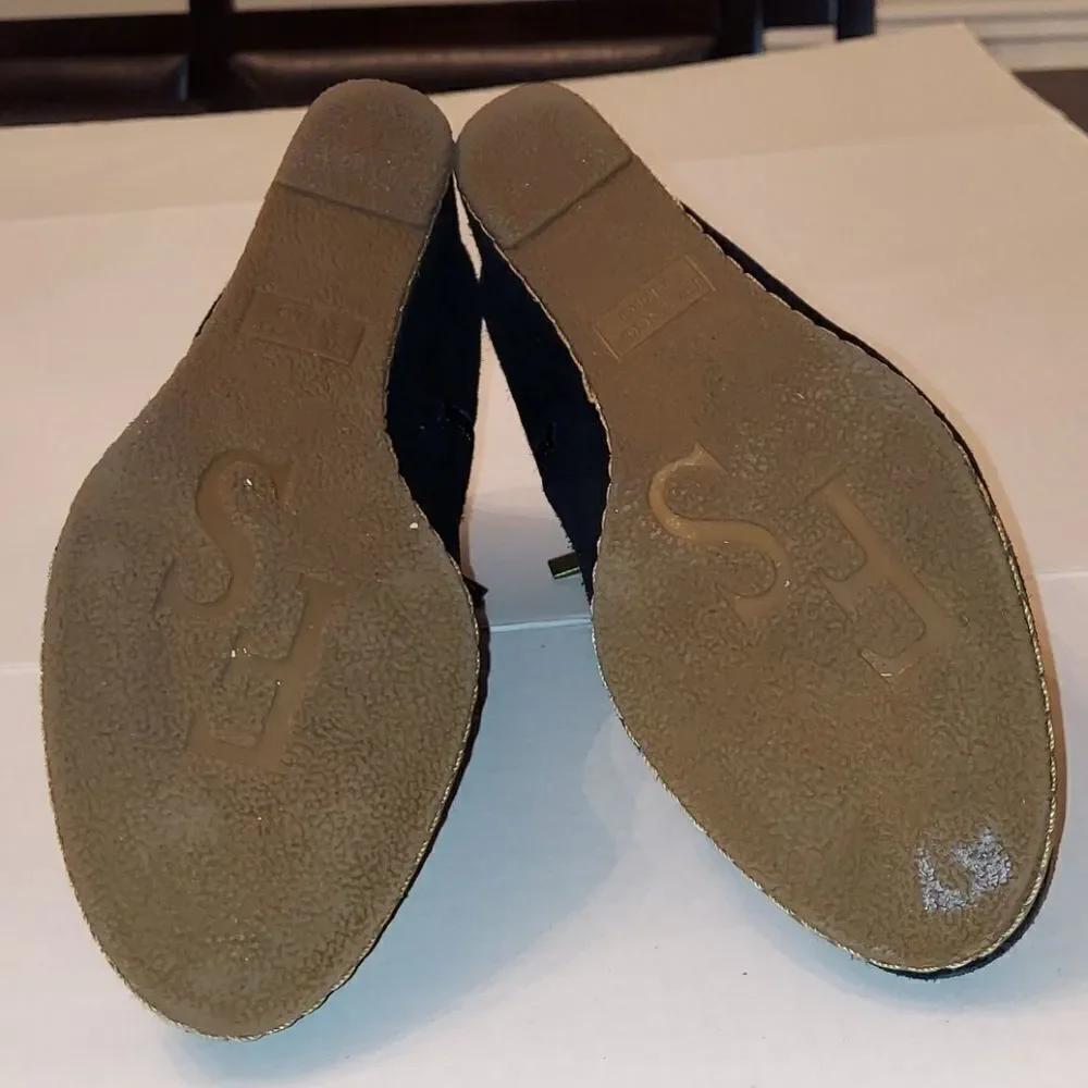 Franco Sarto Amerosa Black Suede Wedge Booties 9